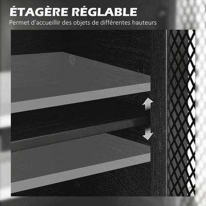 Low Storage Buffet Cabinet 4 Doors with Adjustable Shelves and 2 Drawers for Living Room Kitchen Dining Room - Industrial Style - 150 x 40 x 85 cm Black