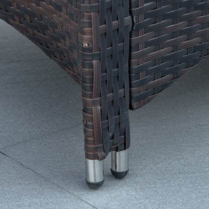 3-Piece PE Rattan Garden Furniture Set, Outdoor Lounge with Coffee Table and 2 Chairs with Removable Cushions, Brown and Cream