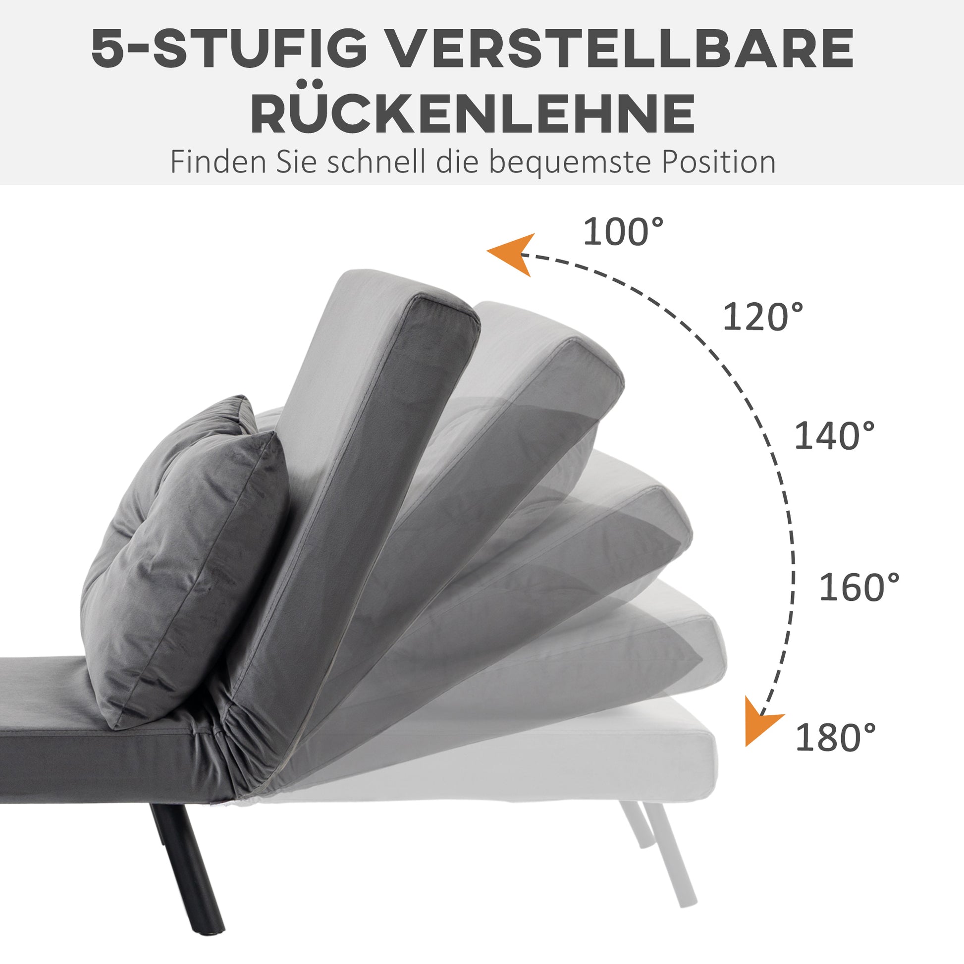 Sleeper Sofa, Folding Bed with Bed Function, Relax Chair with Back Pillow, Upholstered Sofa with Adjustable Backrest, Velvet Look, 63 x 73 x 81 cm, Dark Gray