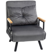 Sleeper Sofa, Folding Bed with Bed Function, Relax Chair with Back Pillow, Upholstered Sofa with Adjustable Backrest, Velvet Look, 63 x 73 x 81 cm, Dark Gray