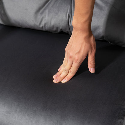 Sleeper Sofa, Folding Bed with Bed Function, Relax Chair with Back Pillow, Upholstered Sofa with Adjustable Backrest, Velvet Look, 63 x 73 x 81 cm, Dark Gray