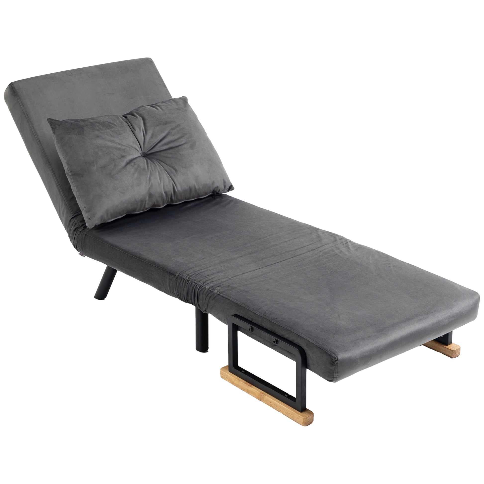 Sleeper Sofa, Folding Bed with Bed Function, Relax Chair with Back Pillow, Upholstered Sofa with Adjustable Backrest, Velvet Look, 63 x 73 x 81 cm, Dark Gray
