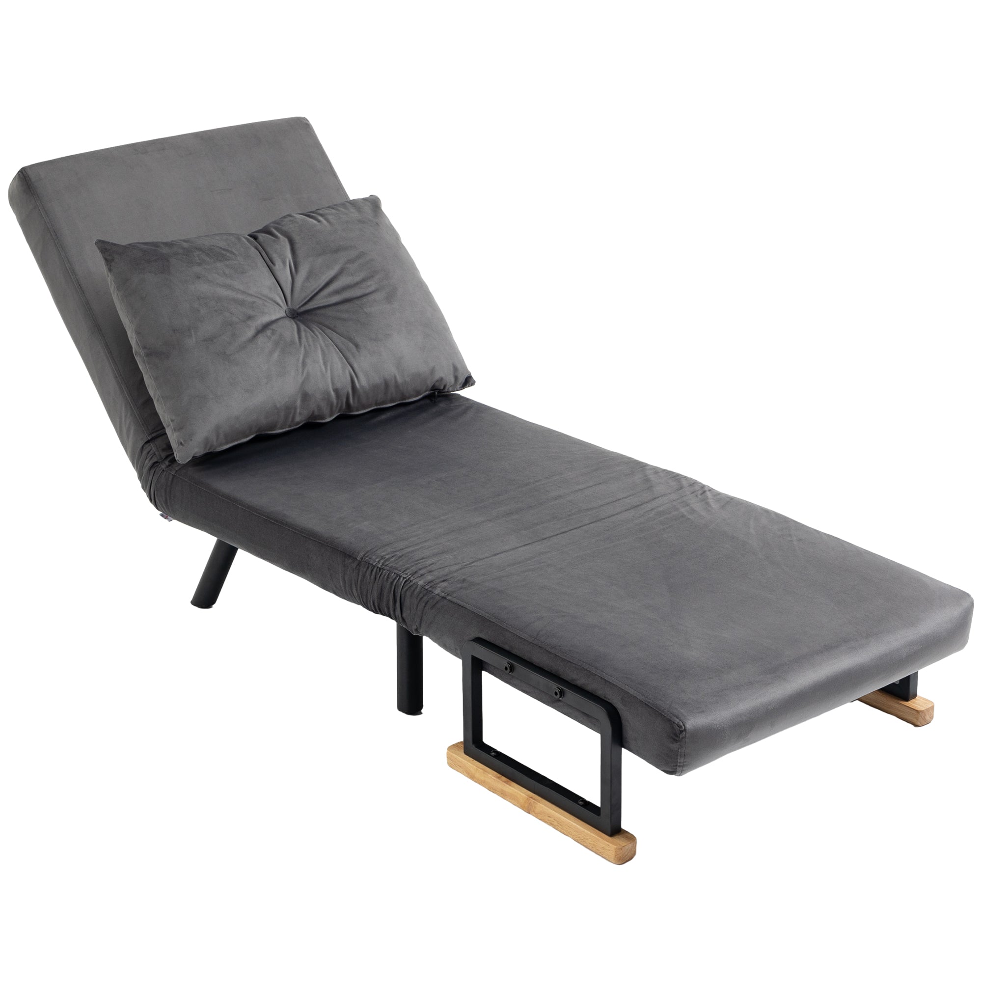 Sleeper Sofa, Folding Bed with Bed Function, Relax Chair with Back Pillow, Upholstered Sofa with Adjustable Backrest, Velvet Look, 63 x 73 x 81 cm, Dark Gray