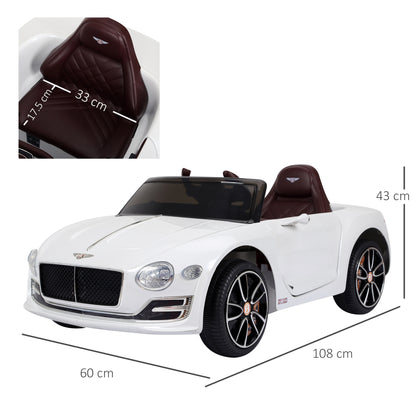 Kid's Car Bentley GT Licensed Children's Electric Car with Remote Control 2 x 390 Motors Kids White 108 x 60 x 43 cm