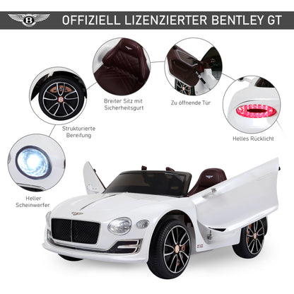 Kid's Car Bentley GT Licensed Children's Electric Car with Remote Control 2 x 390 Motors Kids White 108 x 60 x 43 cm