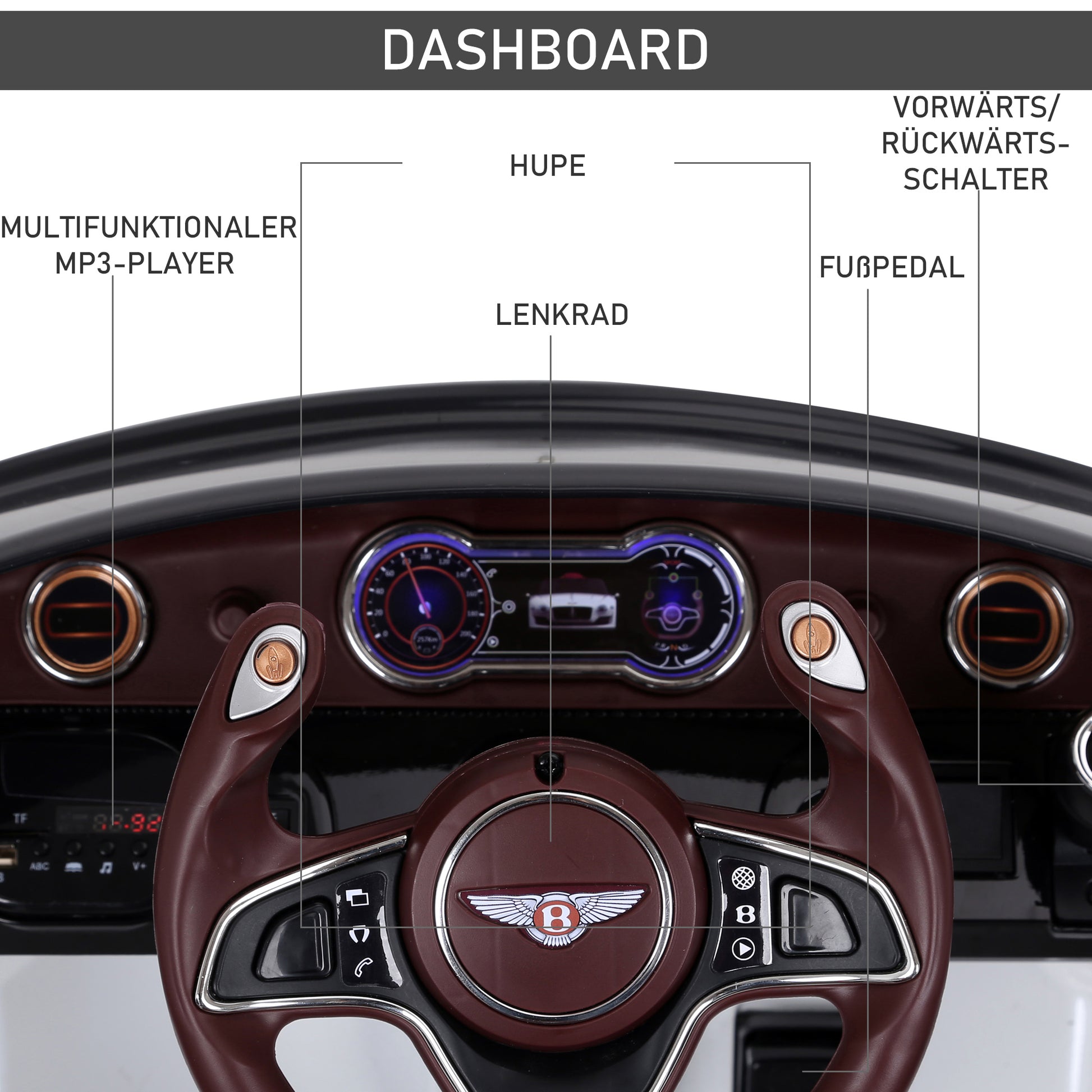 Kid's Car Bentley GT Licensed Children's Electric Car with Remote Control 2 x 390 Motors Kids White 108 x 60 x 43 cm