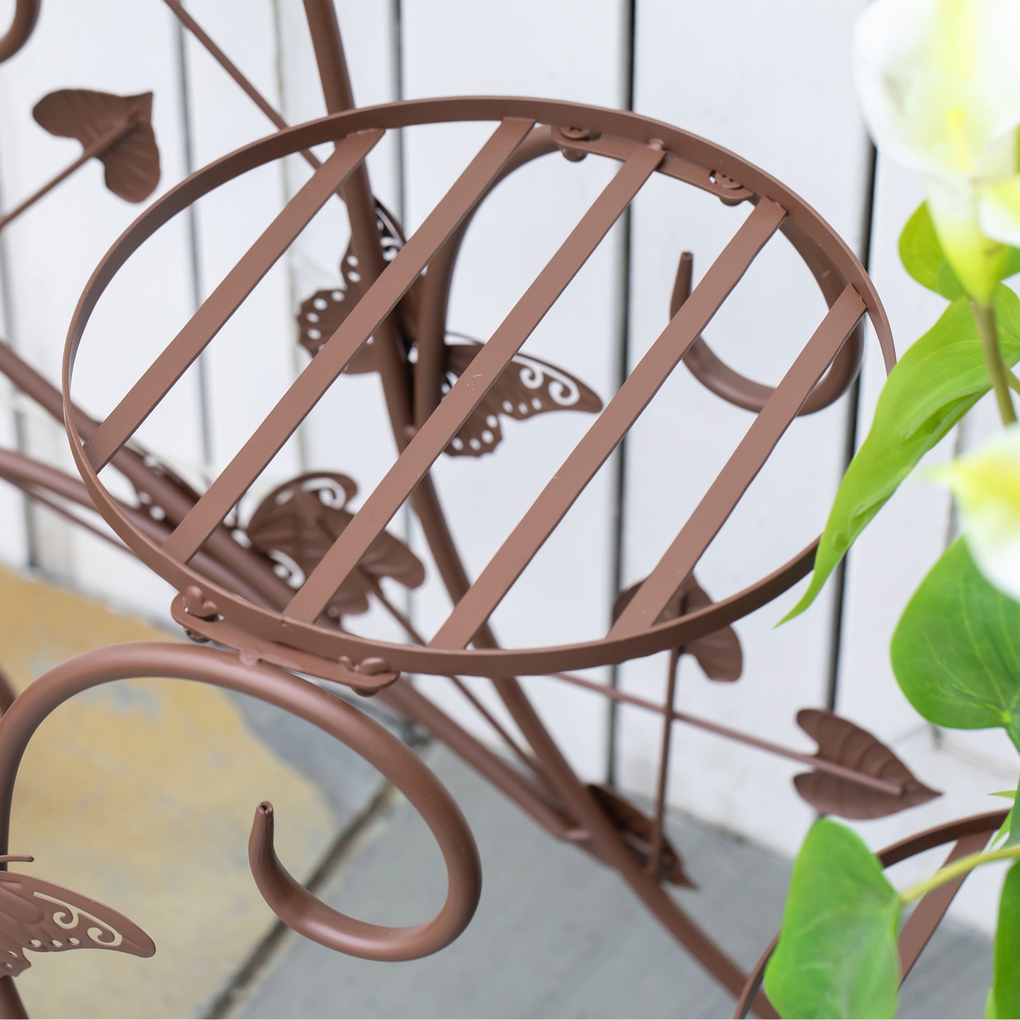 Flower Stand, Plant Stand, Three-Tier Flower Stand, Flower Step in French Style, Plant Stand, Metal, Bronze, 76 x 27 x 67 cm