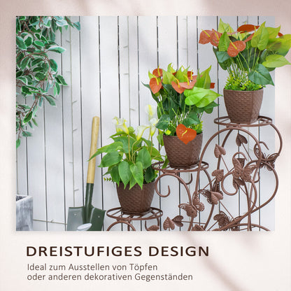 Flower Stand, Plant Stand, Three-Tier Flower Stand, Flower Step in French Style, Plant Stand, Metal, Bronze, 76 x 27 x 67 cm