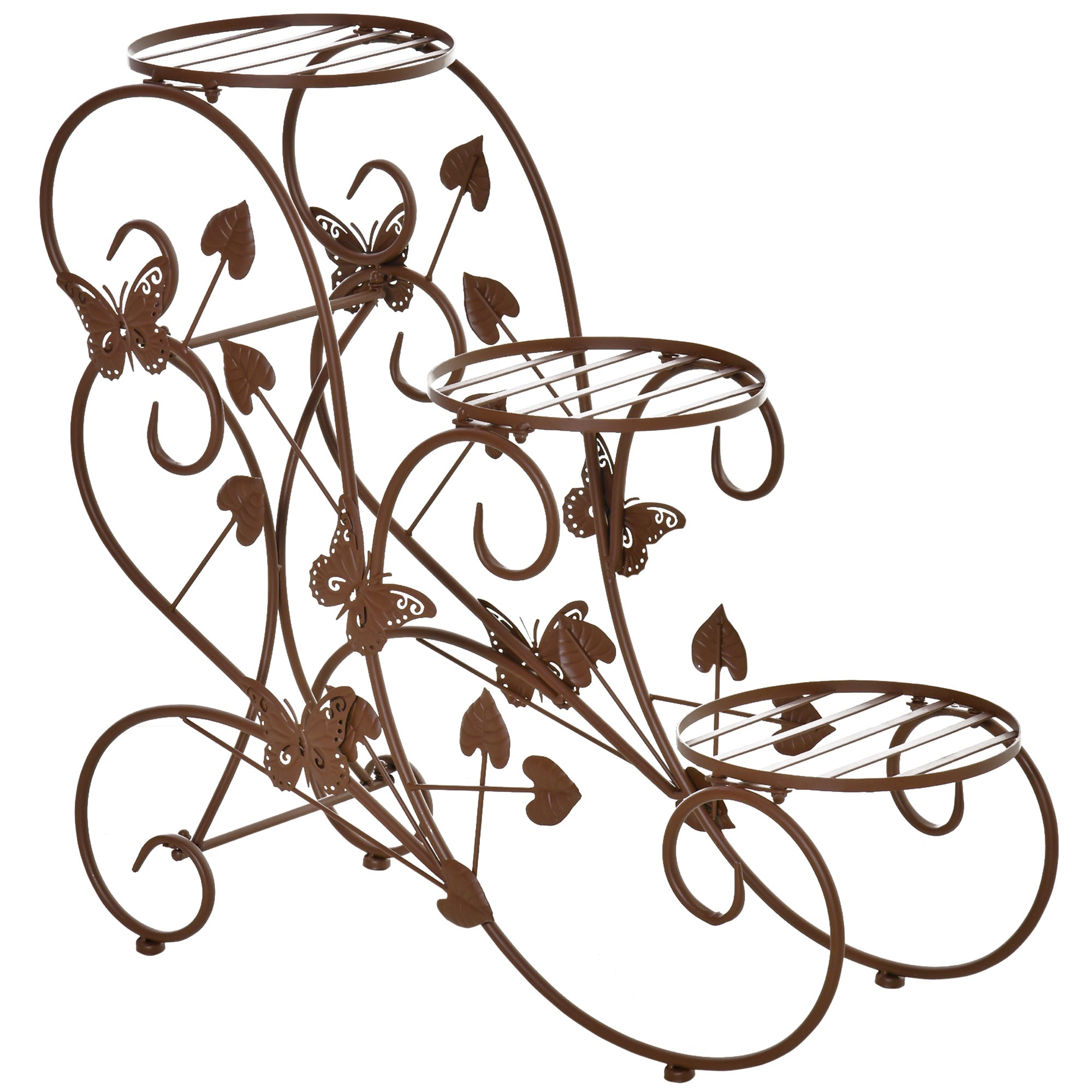 Flower Stand, Plant Stand, Three-Tier Flower Stand, Flower Step in French Style, Plant Stand, Metal, Bronze, 76 x 27 x 67 cm