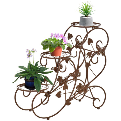 Flower Stand, Plant Stand, Three-Tier Flower Stand, Flower Step in French Style, Plant Stand, Metal, Bronze, 76 x 27 x 67 cm
