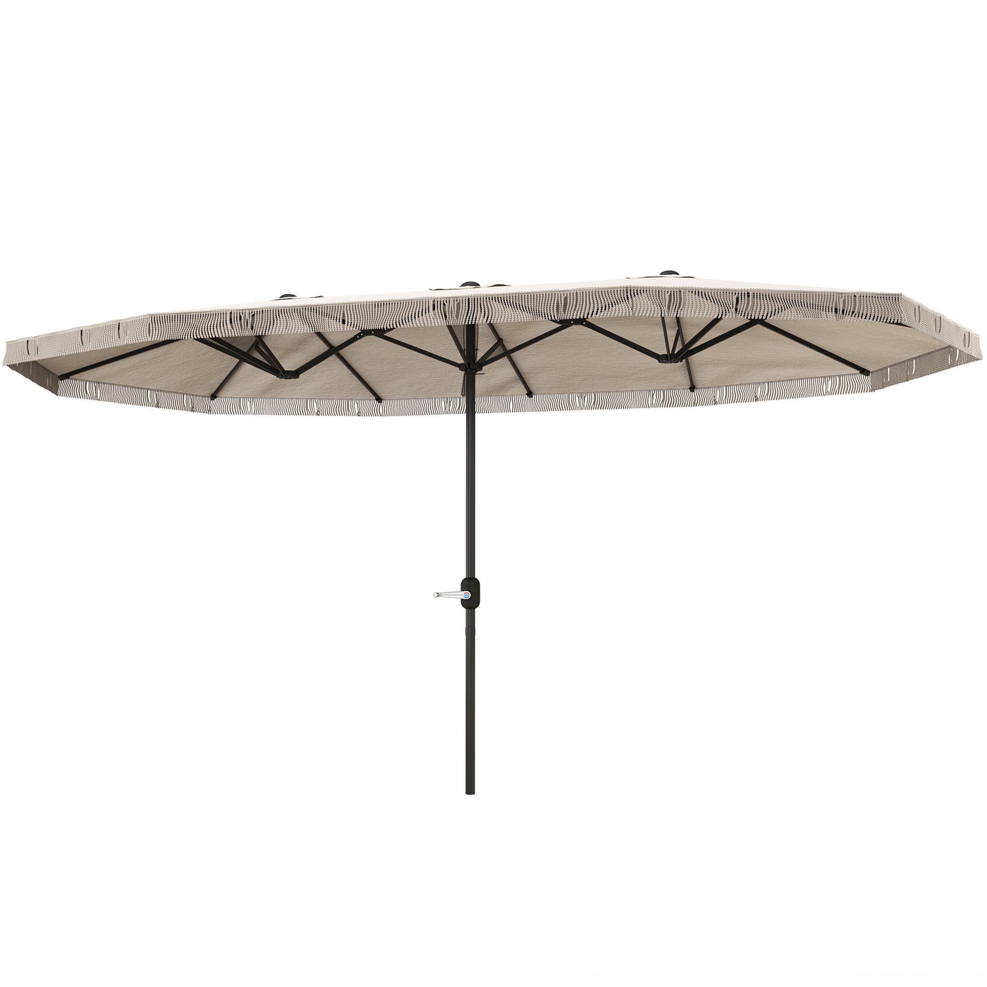 Double Umbrella 4.5x2.65 m Patio Umbrella with Manual Crank Water-Resistant and UV30+ Protection Large Umbrella for Patio Beach Pool Cream