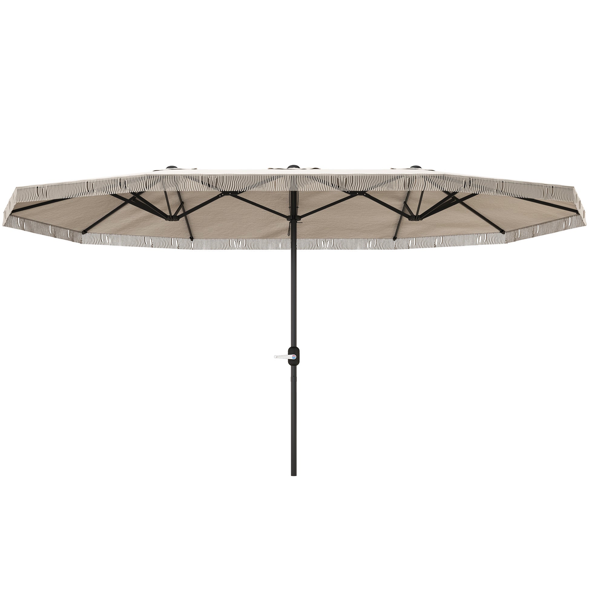 Double Umbrella 4.5x2.65 m Patio Umbrella with Manual Crank Water-Resistant and UV30+ Protection Large Umbrella for Patio Beach Pool Cream