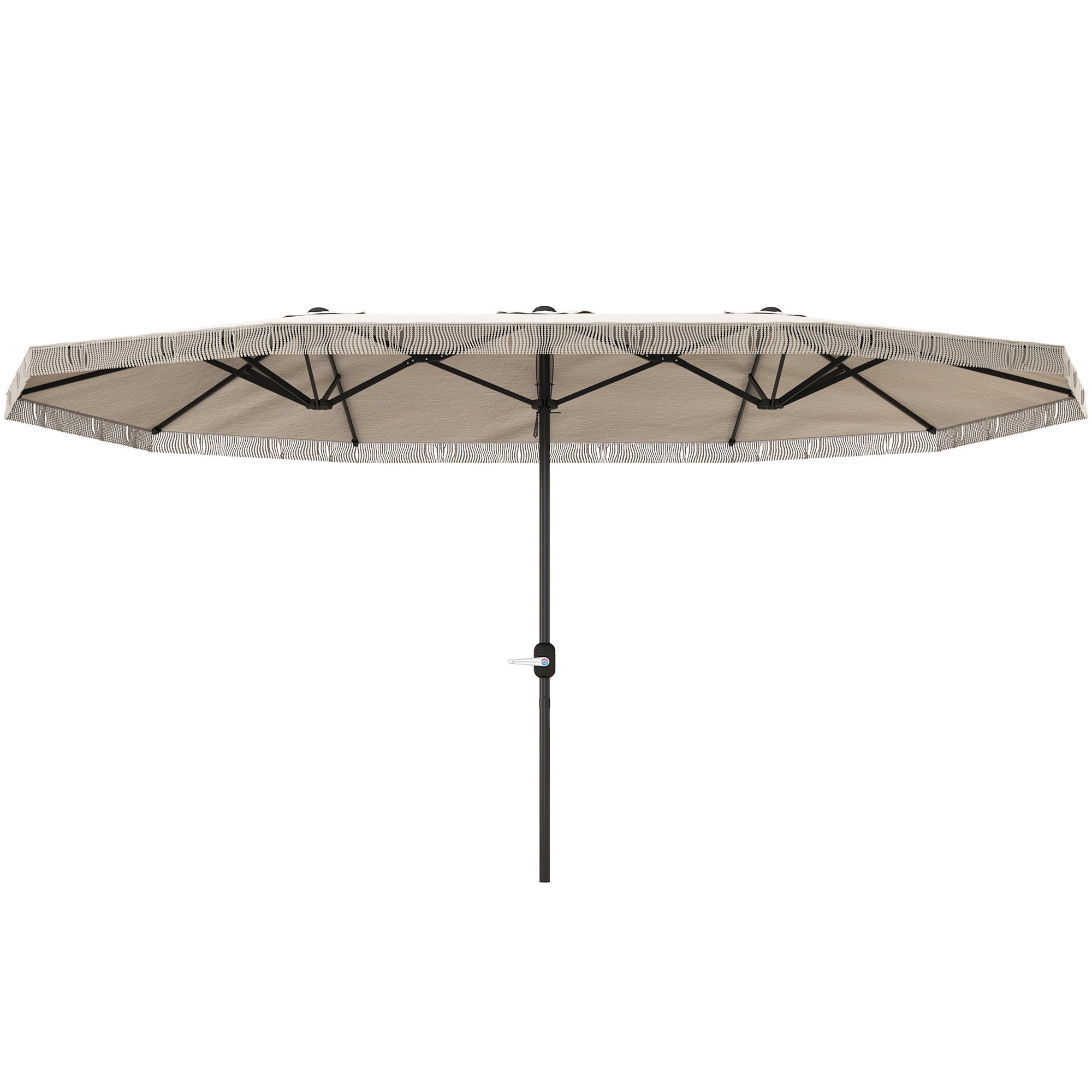 Double Umbrella 4.5x2.65 m Patio Umbrella with Manual Crank Water-Resistant and UV30+ Protection Large Umbrella for Patio Beach Pool Cream