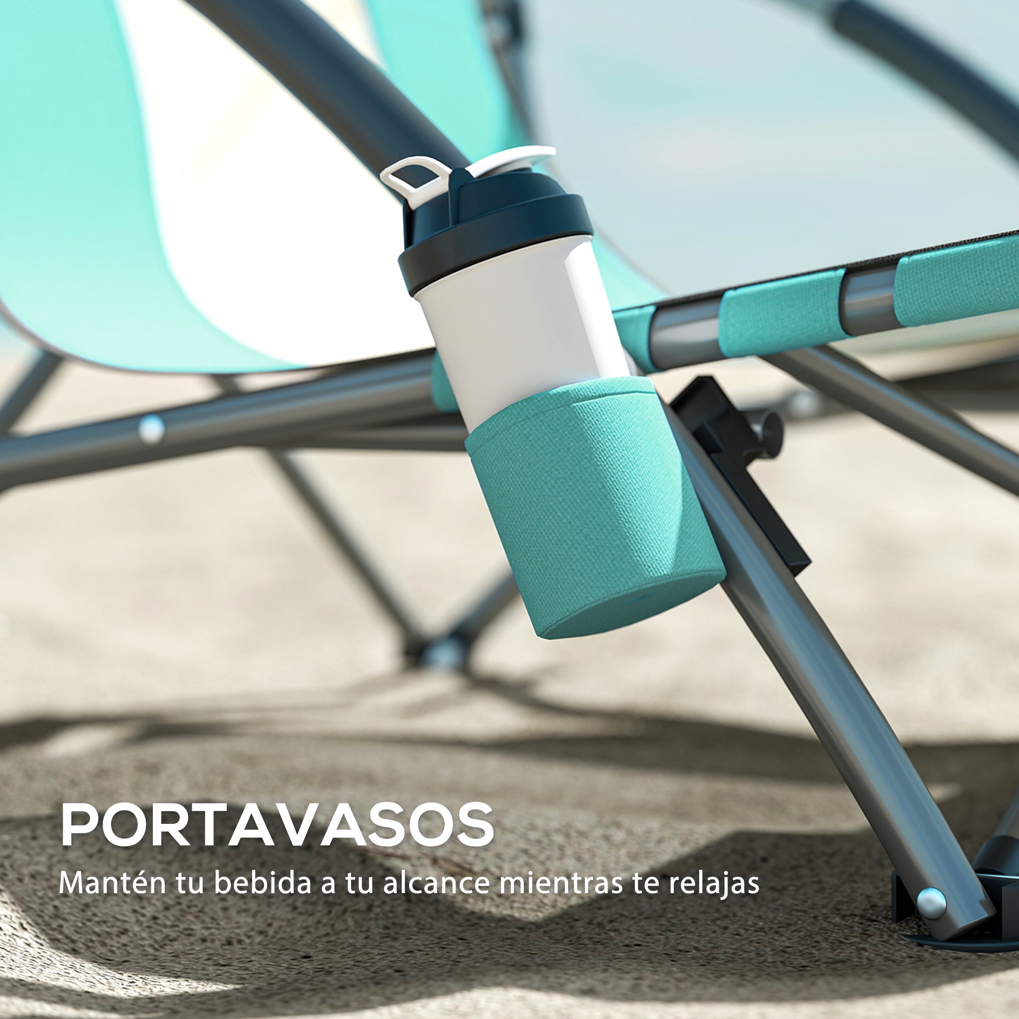 Pack of 2 Lightweight Folding Beach Chairs Portable Low Camping Chairs with Mesh Backrest Cup Holder Armrests and Carry Bag for Camping Garden Fishing Load 120 kg Blue