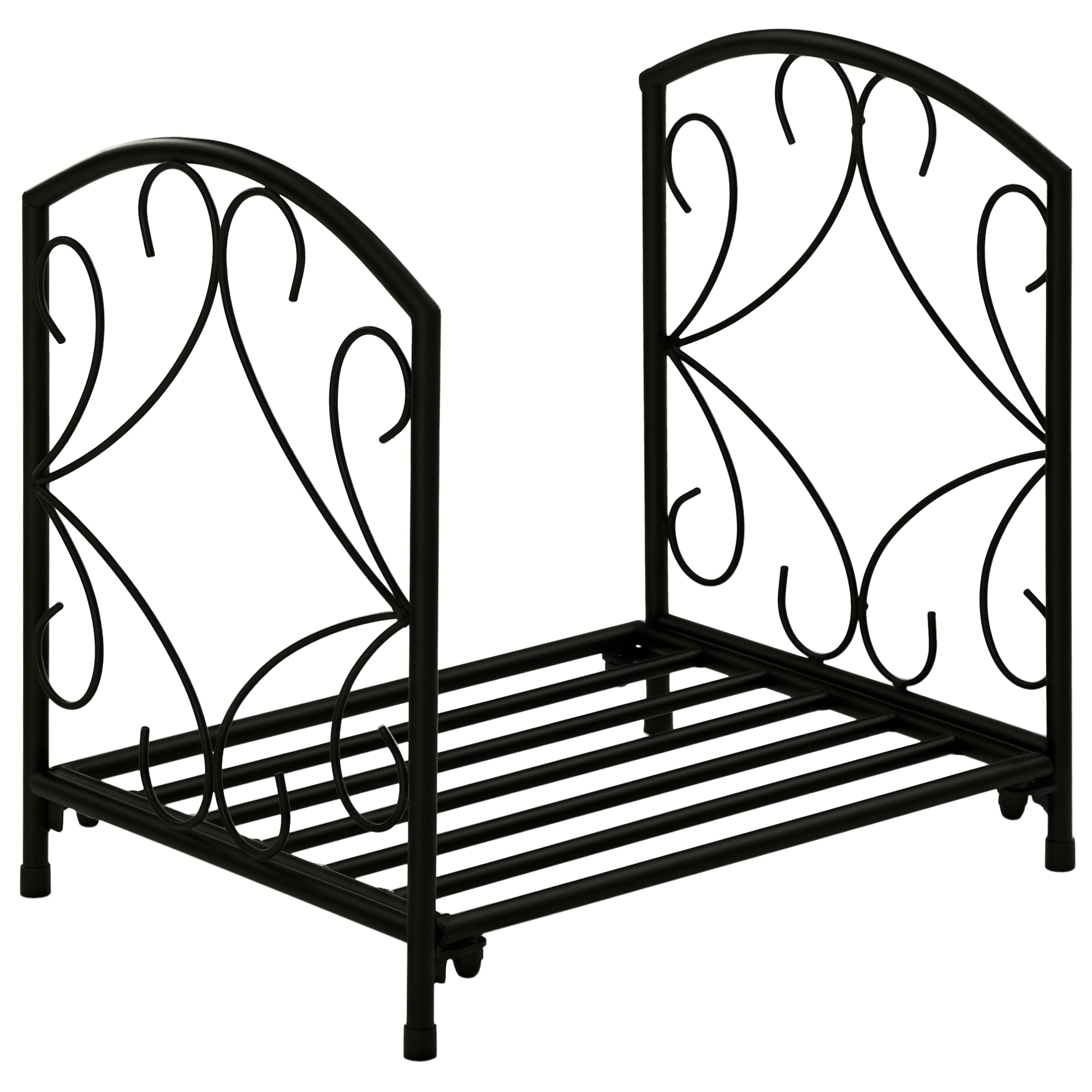 Indoor and Outdoor Metal Log Holder with Raised Base for 50kg of Logs, 39.5x31.5x39.5cm, Black