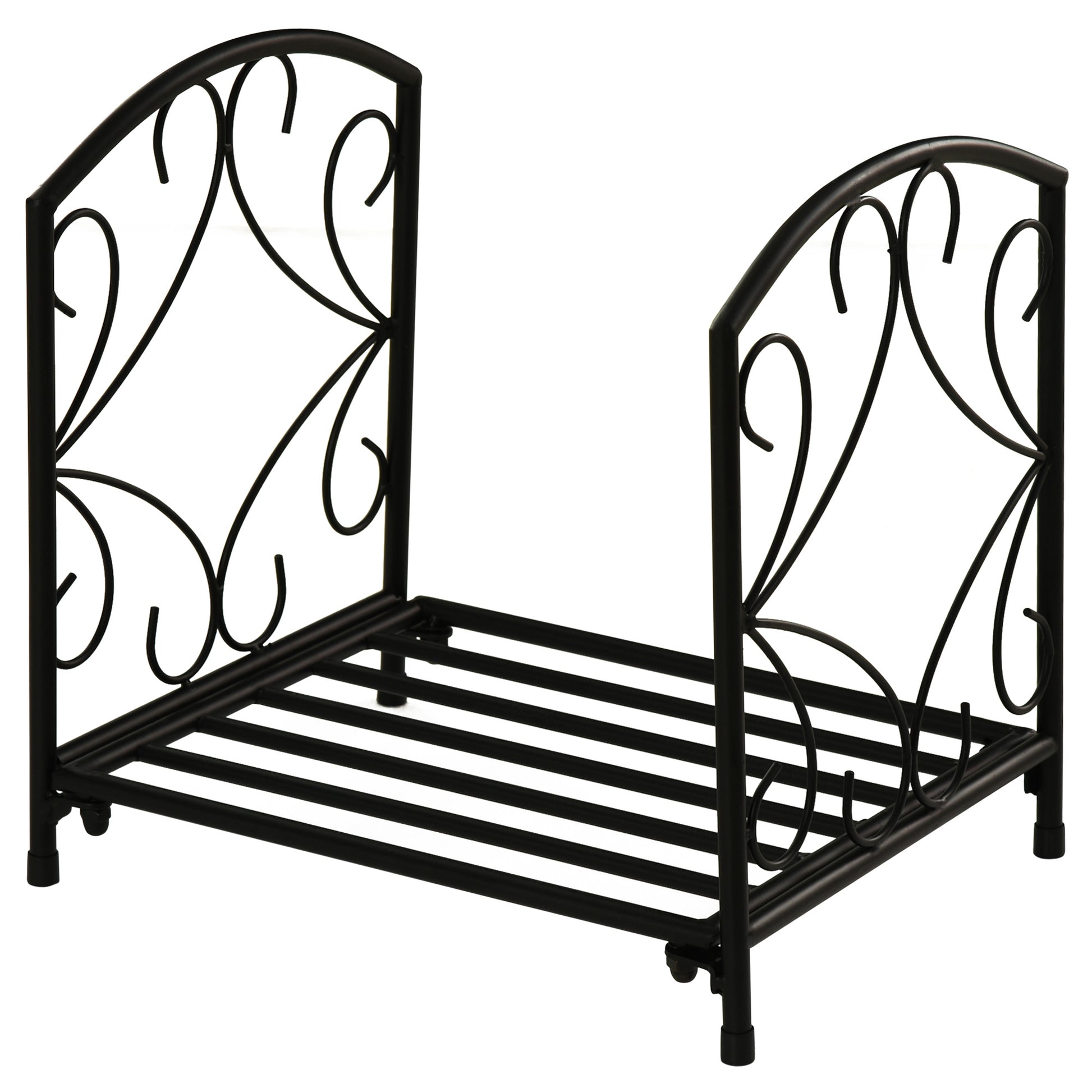 Indoor and Outdoor Metal Log Holder with Raised Base for 50kg of Logs, 39.5x31.5x39.5cm, Black