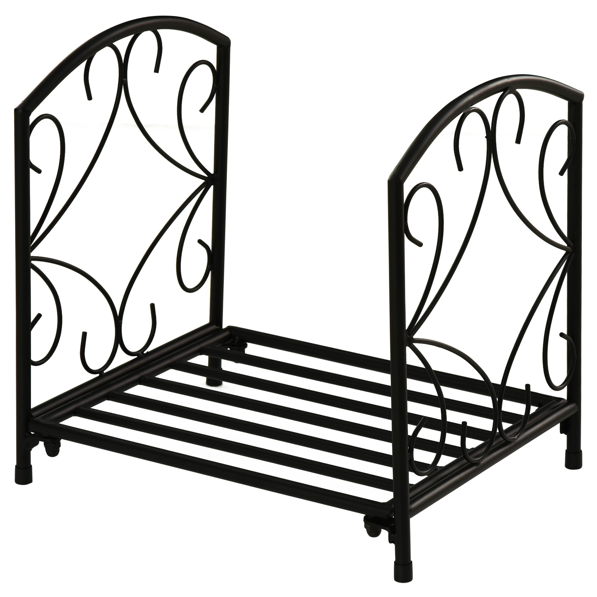 Indoor and Outdoor Metal Log Holder with Raised Base for 50kg of Logs, 39.5x31.5x39.5cm, Black