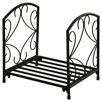 Indoor and Outdoor Metal Log Holder with Raised Base for 50kg of Logs, 39.5x31.5x39.5cm, Black