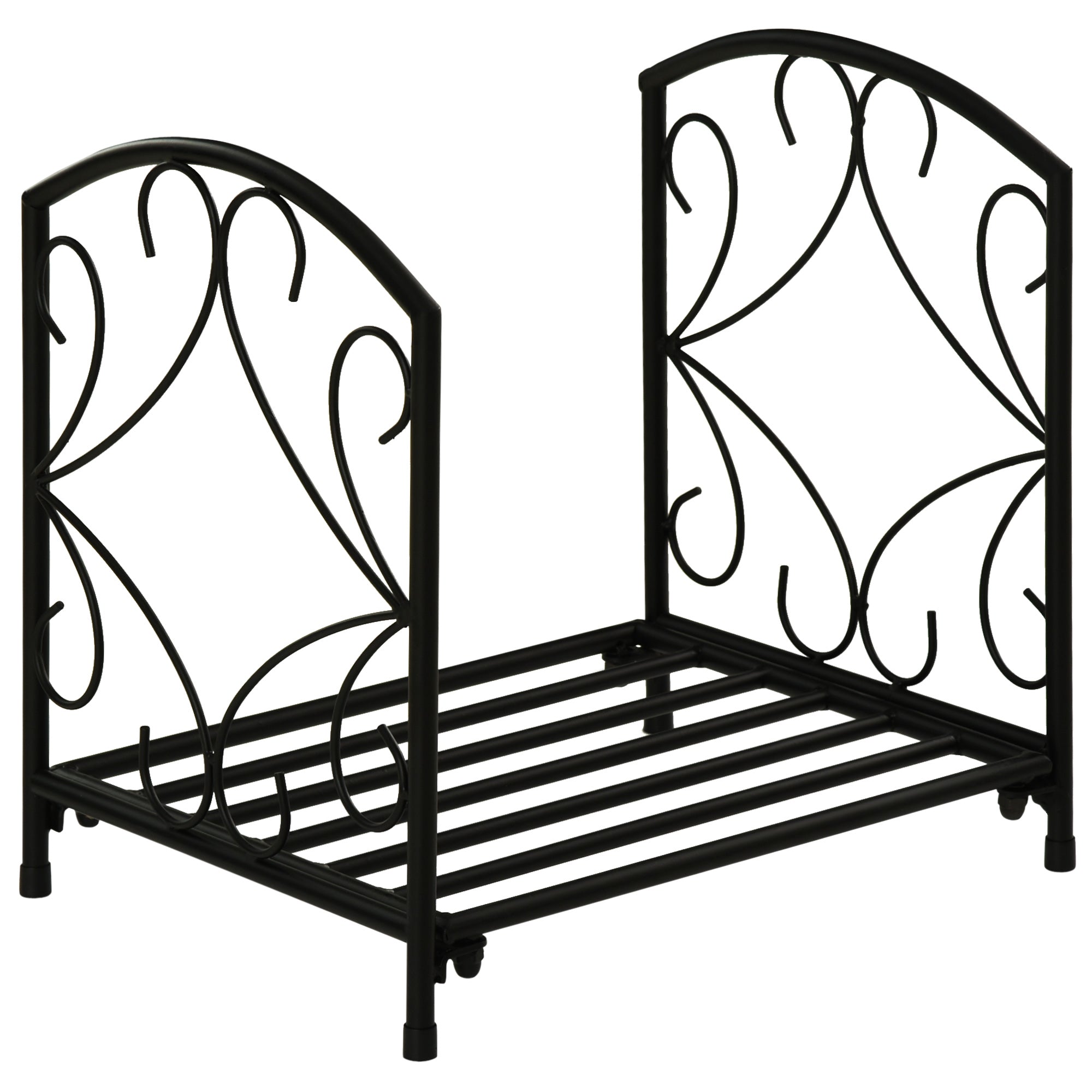 Indoor and Outdoor Metal Log Holder with Raised Base for 50kg of Logs, 39.5x31.5x39.5cm, Black