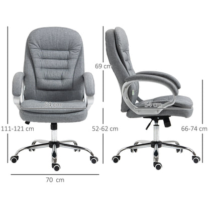 Office Chair Work Chair Desk Chair Swivel Chair 360° Ergonomic Rocking Function Height Adjustable Grey Linen 64 x 75 x 111-121 cm