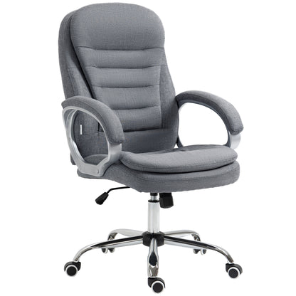 Office Chair Work Chair Desk Chair Swivel Chair 360° Ergonomic Rocking Function Height Adjustable Grey Linen 64 x 75 x 111-121 cm