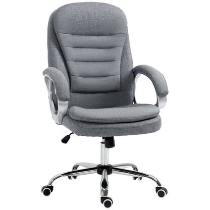 Office Chair Work Chair Desk Chair Swivel Chair 360° Ergonomic Rocking Function Height Adjustable Grey Linen 64 x 75 x 111-121 cm