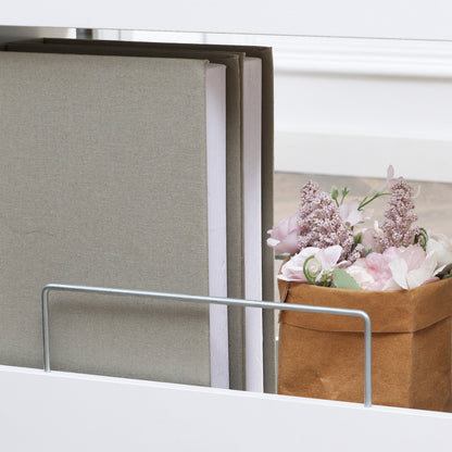 Space-Saving Kitchen Cart, Design Bathroom Cart, Multipurpose, Space-Saving, MDF Wood Shelf, Swivel Wheels and Handle, 42.5x20.3x66.7cm, White