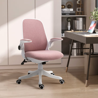 Office Swivel Chair Reclining Desk Chair Adjustable Height with Lift Armrests 120 kg Load for Office Bedroom 62.5x60x94-104 cm Pink