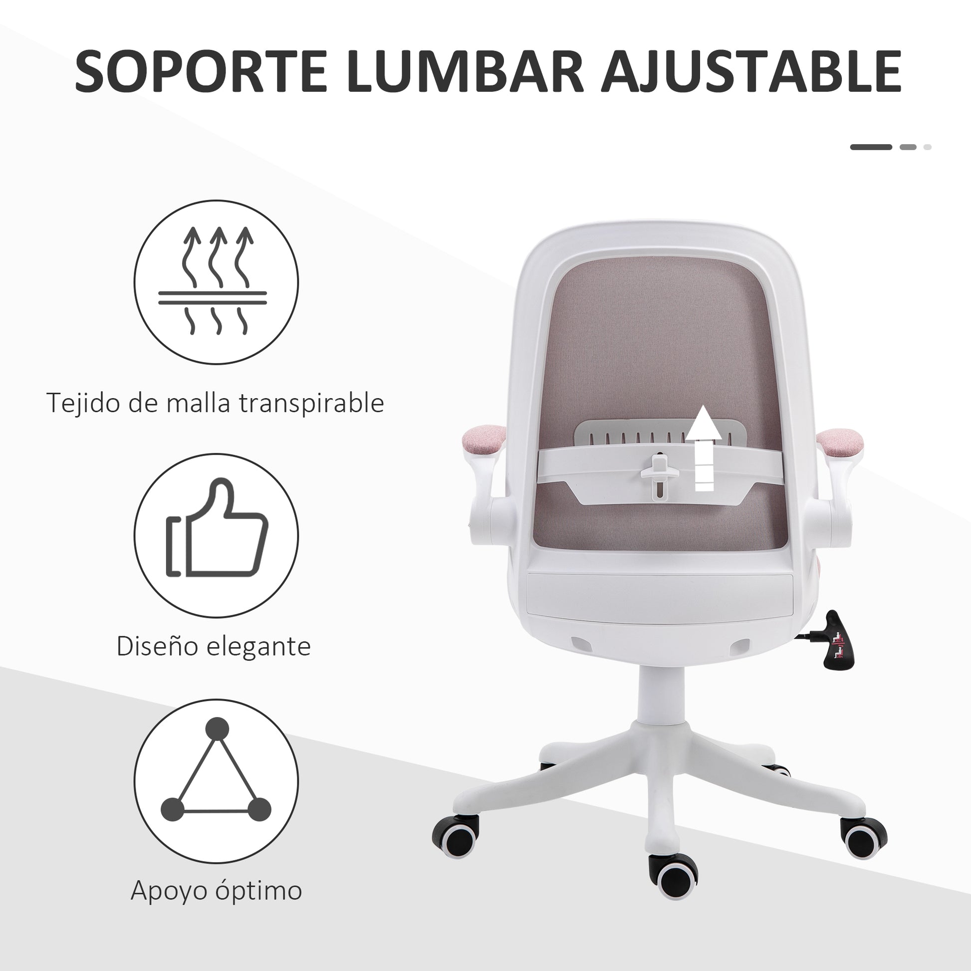 Office Swivel Chair Reclining Desk Chair Adjustable Height with Lift Armrests 120 kg Load for Office Bedroom 62.5x60x94-104 cm Pink