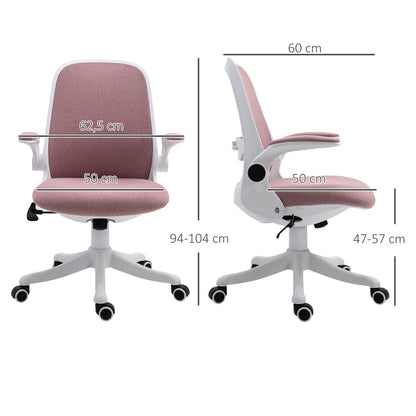 Office Swivel Chair Reclining Desk Chair Adjustable Height with Lift Armrests 120 kg Load for Office Bedroom 62.5x60x94-104 cm Pink