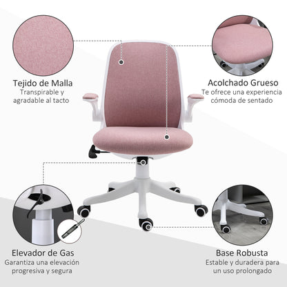 Office Swivel Chair Reclining Desk Chair Adjustable Height with Lift Armrests 120 kg Load for Office Bedroom 62.5x60x94-104 cm Pink