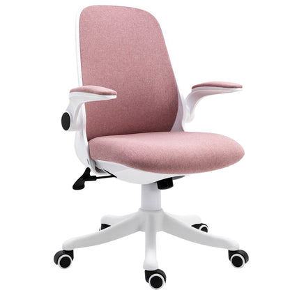 Office Swivel Chair Reclining Desk Chair Adjustable Height with Lift Armrests 120 kg Load for Office Bedroom 62.5x60x94-104 cm Pink
