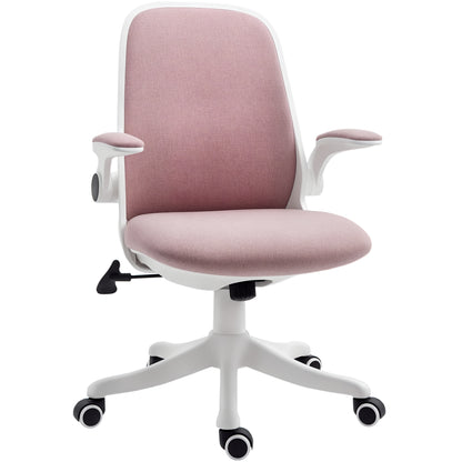 Office Swivel Chair Reclining Desk Chair Adjustable Height with Lift Armrests 120 kg Load for Office Bedroom 62.5x60x94-104 cm Pink