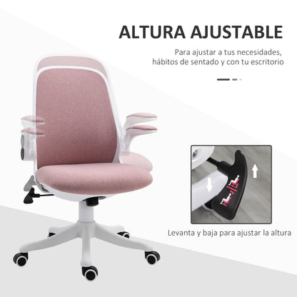 Office Swivel Chair Reclining Desk Chair Adjustable Height with Lift Armrests 120 kg Load for Office Bedroom 62.5x60x94-104 cm Pink