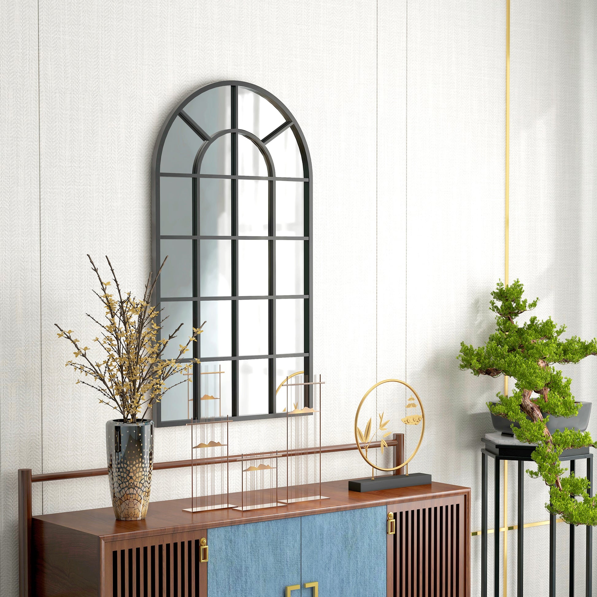 Wall Mirror Hallway Mirror 110 x 65cm Decorative Mirror with Metal Frame Hanging Mirror Living Room Mirror for Bedroom Black