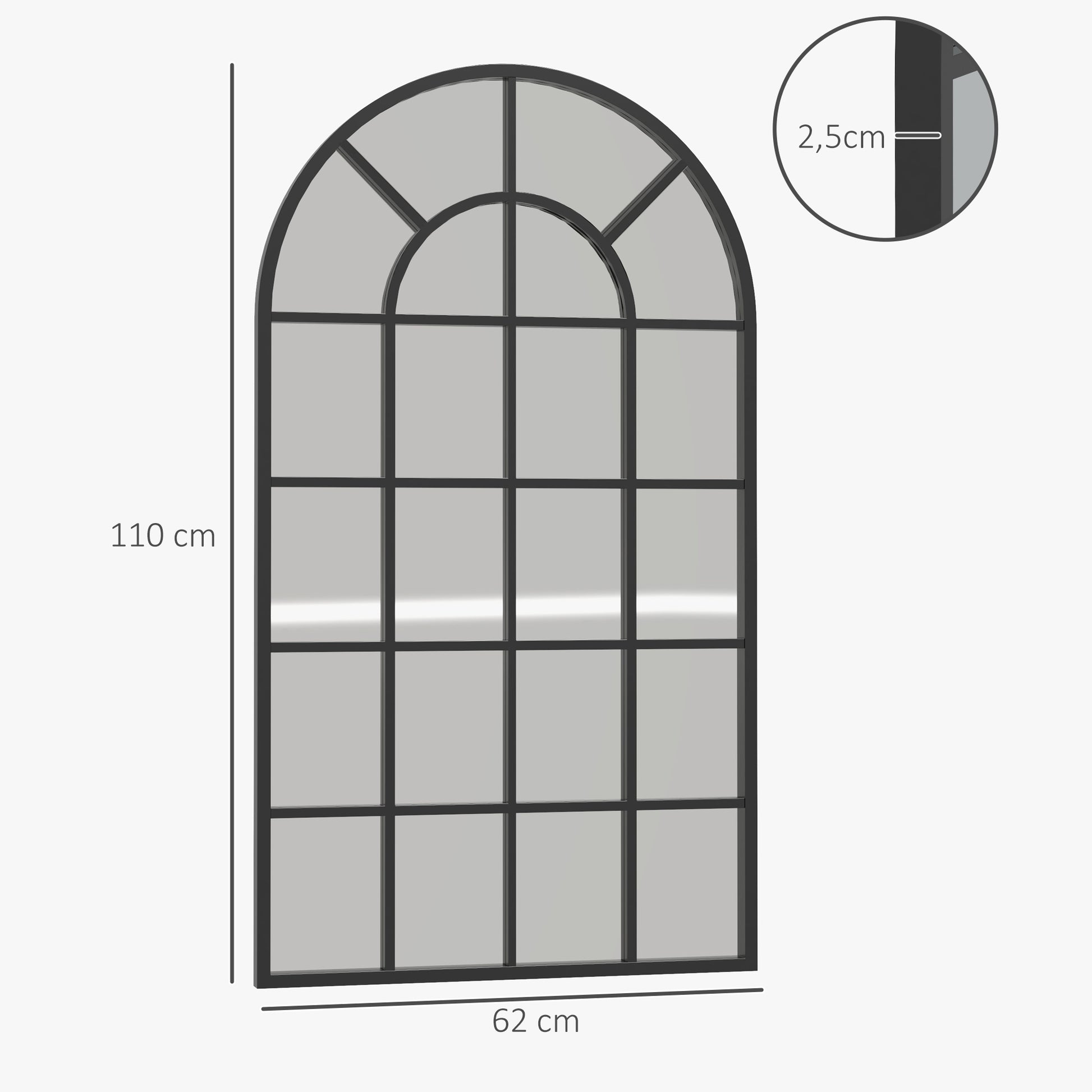 Wall Mirror Hallway Mirror 110 x 65cm Decorative Mirror with Metal Frame Hanging Mirror Living Room Mirror for Bedroom Black