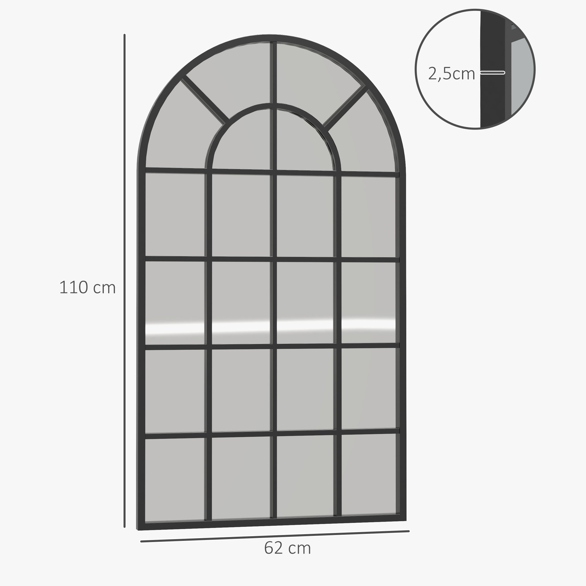 Wall Mirror Hallway Mirror 110 x 65cm Decorative Mirror with Metal Frame Hanging Mirror Living Room Mirror for Bedroom Black