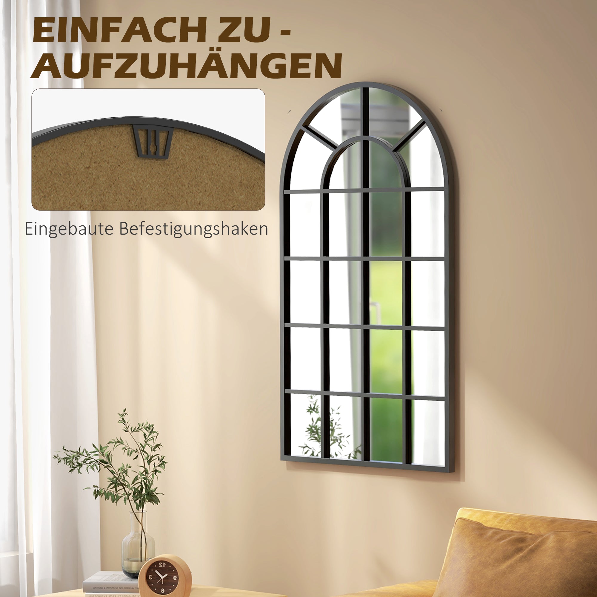 Wall Mirror Hallway Mirror 110 x 65cm Decorative Mirror with Metal Frame Hanging Mirror Living Room Mirror for Bedroom Black