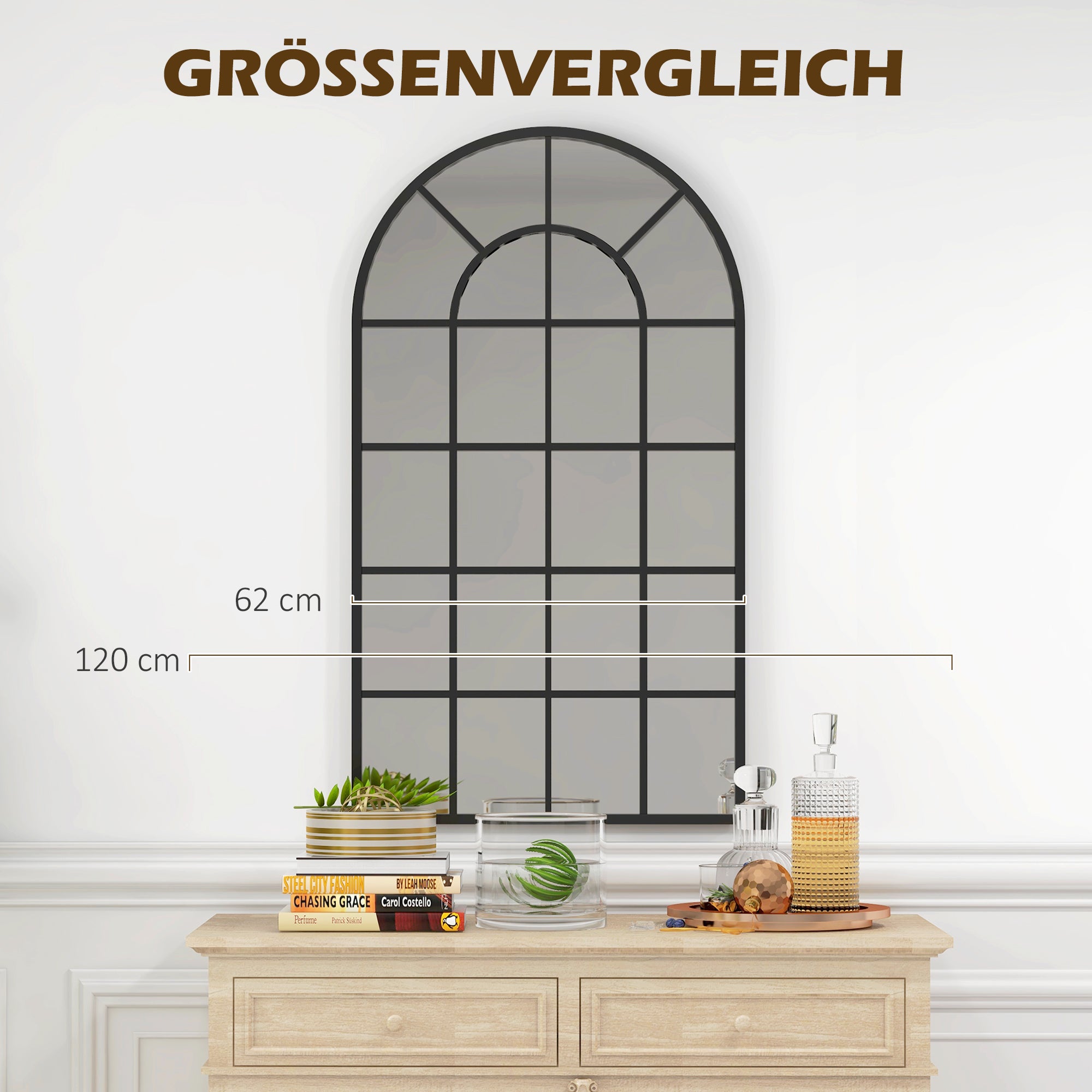 Wall Mirror Hallway Mirror 110 x 65cm Decorative Mirror with Metal Frame Hanging Mirror Living Room Mirror for Bedroom Black