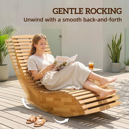 Folding Acacia Wood Sun Lounger — Ergonomic S-Shape Slatted Design, Folding Outdoor Rocking Daybed for Garden, Balcony & Patio, Up to 265 lb (60 x 156 x 77 cm / 23.6 x 61.4 x 30.3 in)