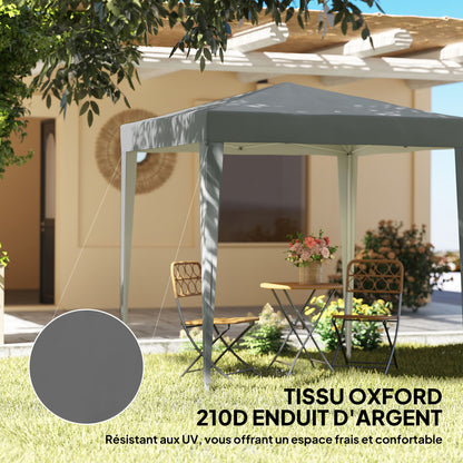 Outdoor Garden Gazebo 2 x 2 m, pop-up folding gazebo, height adjustable, UV protection, steel frame, 4 removable sides, for camping, festivals, beach, carrying bag, gray