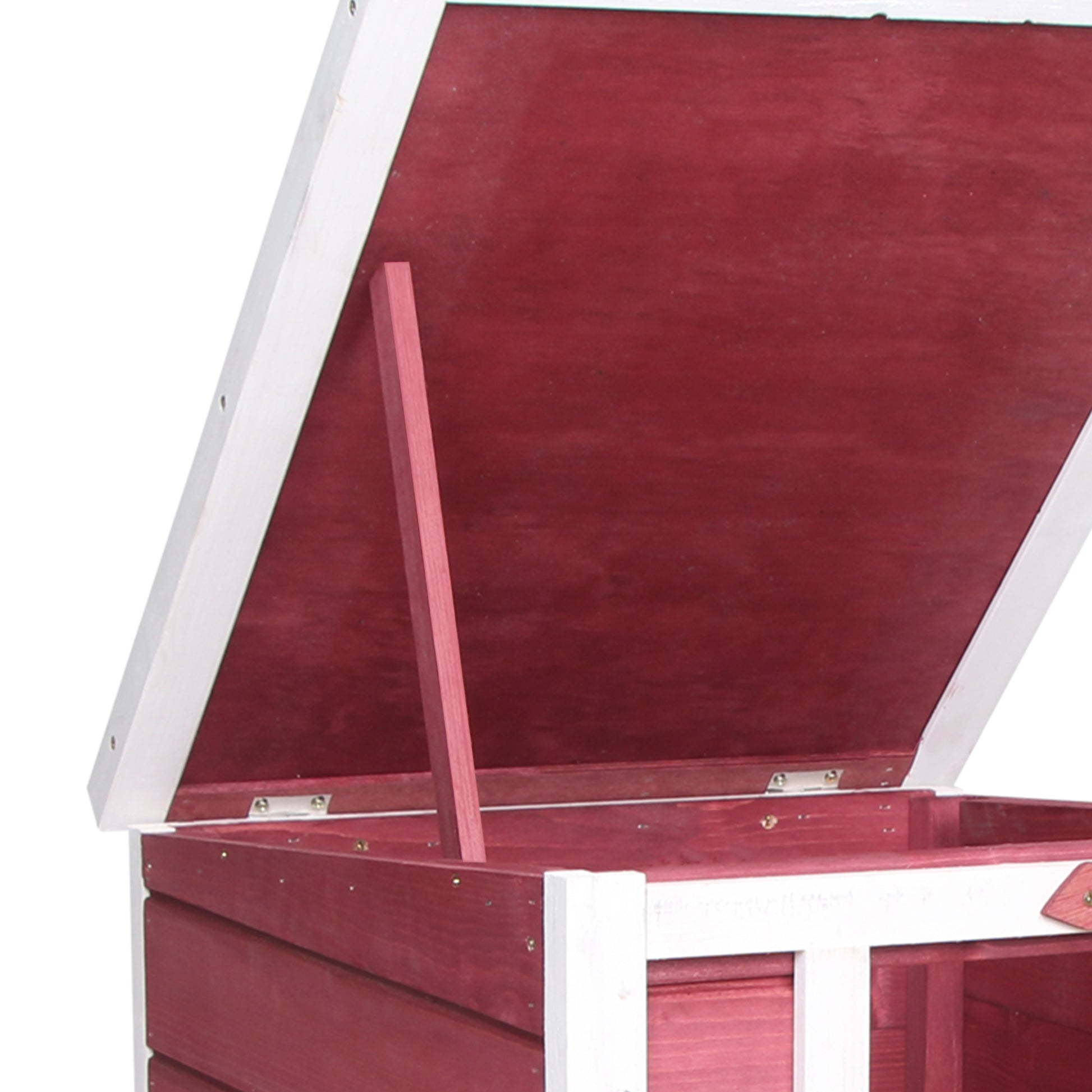Wooden Rabbit Hutch Outdoor Cage Shelter for Small Pets with Flip-Flop Asphalt Roof and Non-Slip Ramp 42x51x43 cm Red