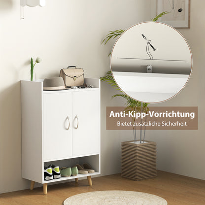 Shoe Cabinet Shoe Rack Slim with 4 Compartments Shoe Storage for 12 Pairs of Shoes, Entryway 60 x 30 x 92 cm, White