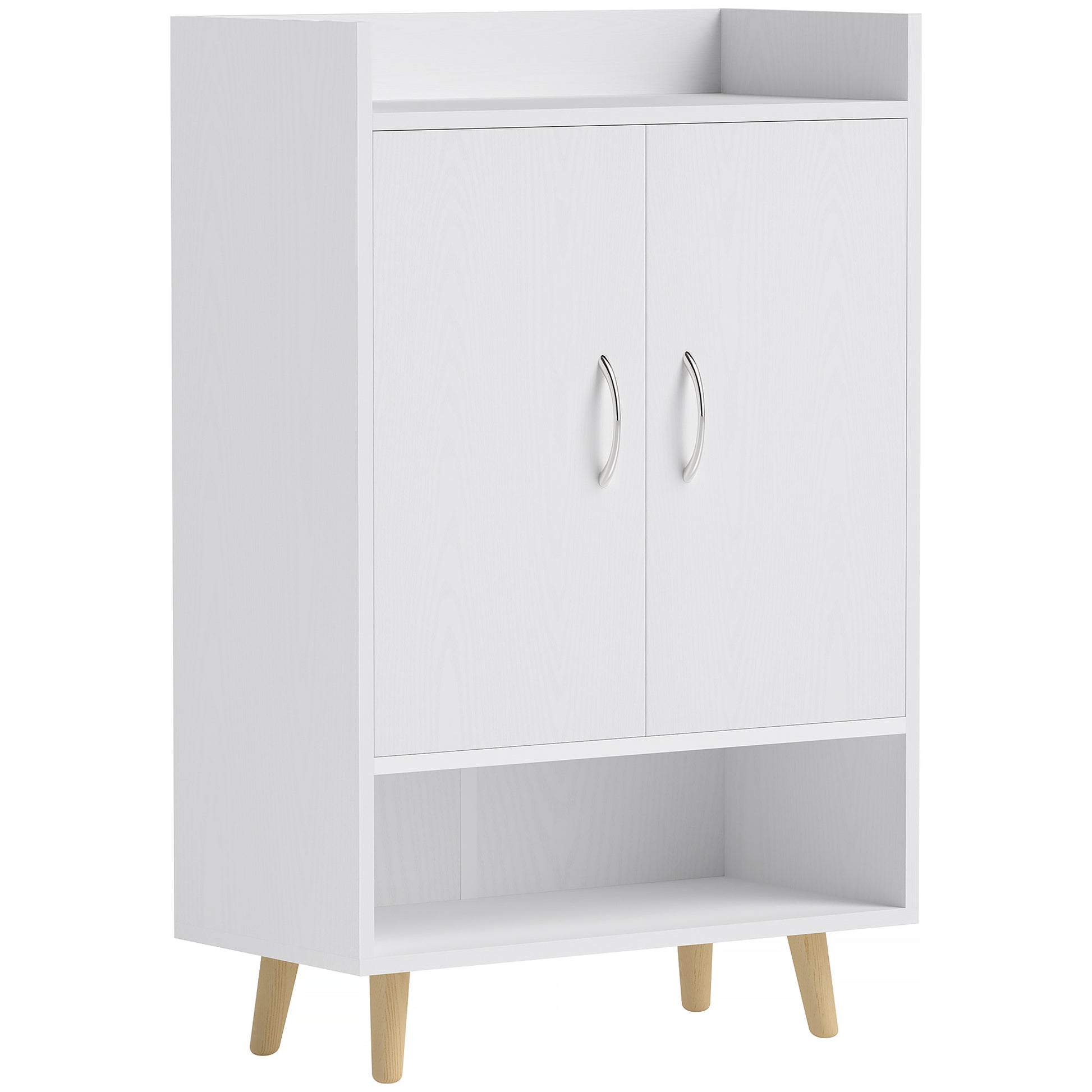 Shoe Cabinet Shoe Rack Slim with 4 Compartments Shoe Storage for 12 Pairs of Shoes, Entryway 60 x 30 x 92 cm, White