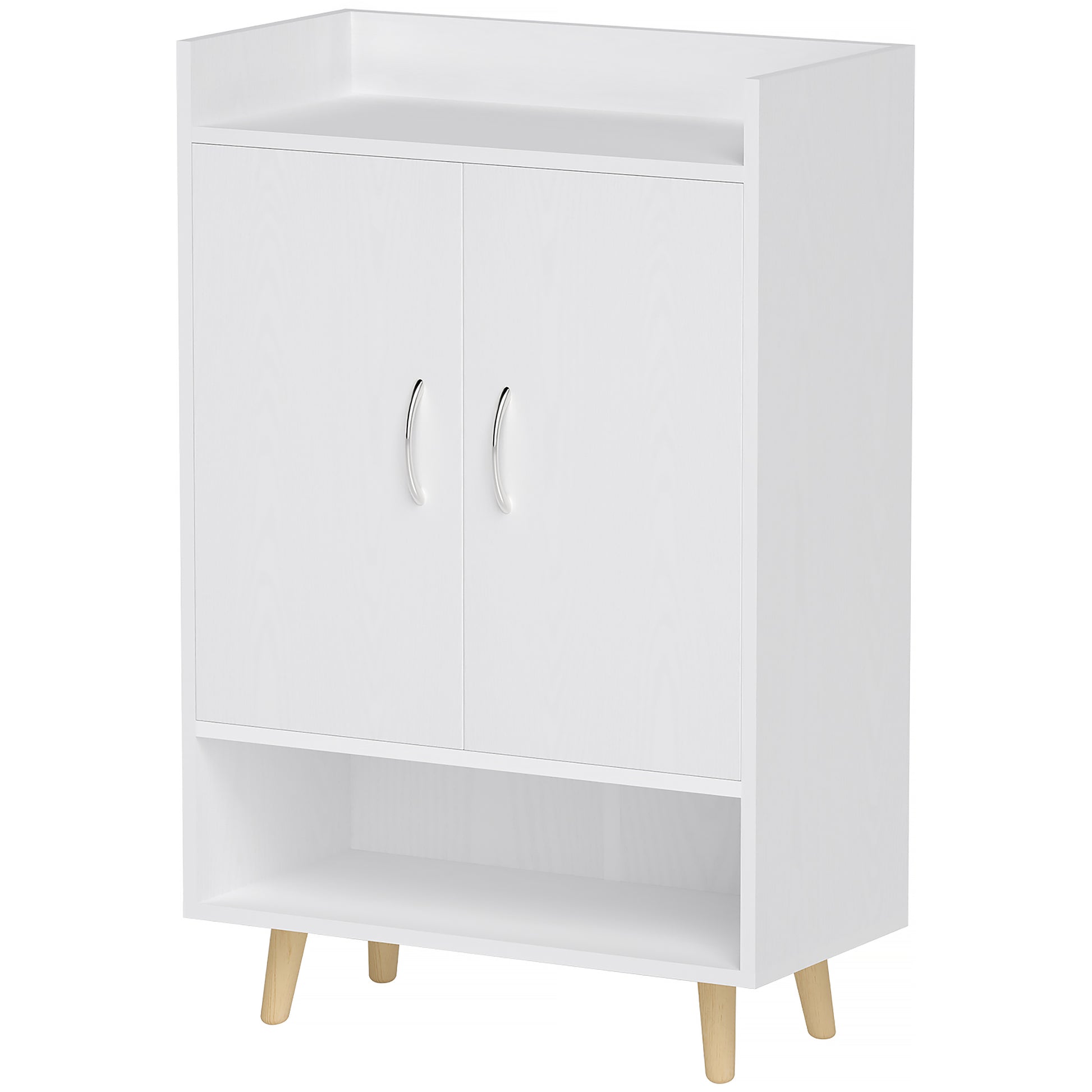 Shoe Cabinet Shoe Rack Slim with 4 Compartments Shoe Storage for 12 Pairs of Shoes, Entryway 60 x 30 x 92 cm, White