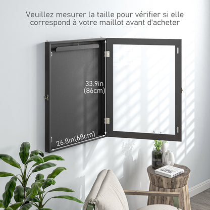 Frame Box T-Frame Jersey Display Case Acrylic Door Internal Felt Lining 71 x 6.5 x 89 cm Black
