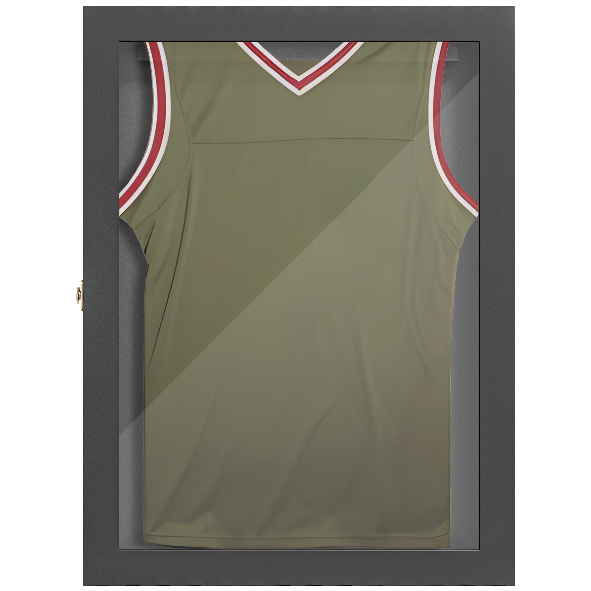Frame Box T-Frame Jersey Display Case Acrylic Door Internal Felt Lining 71 x 6.5 x 89 cm Black