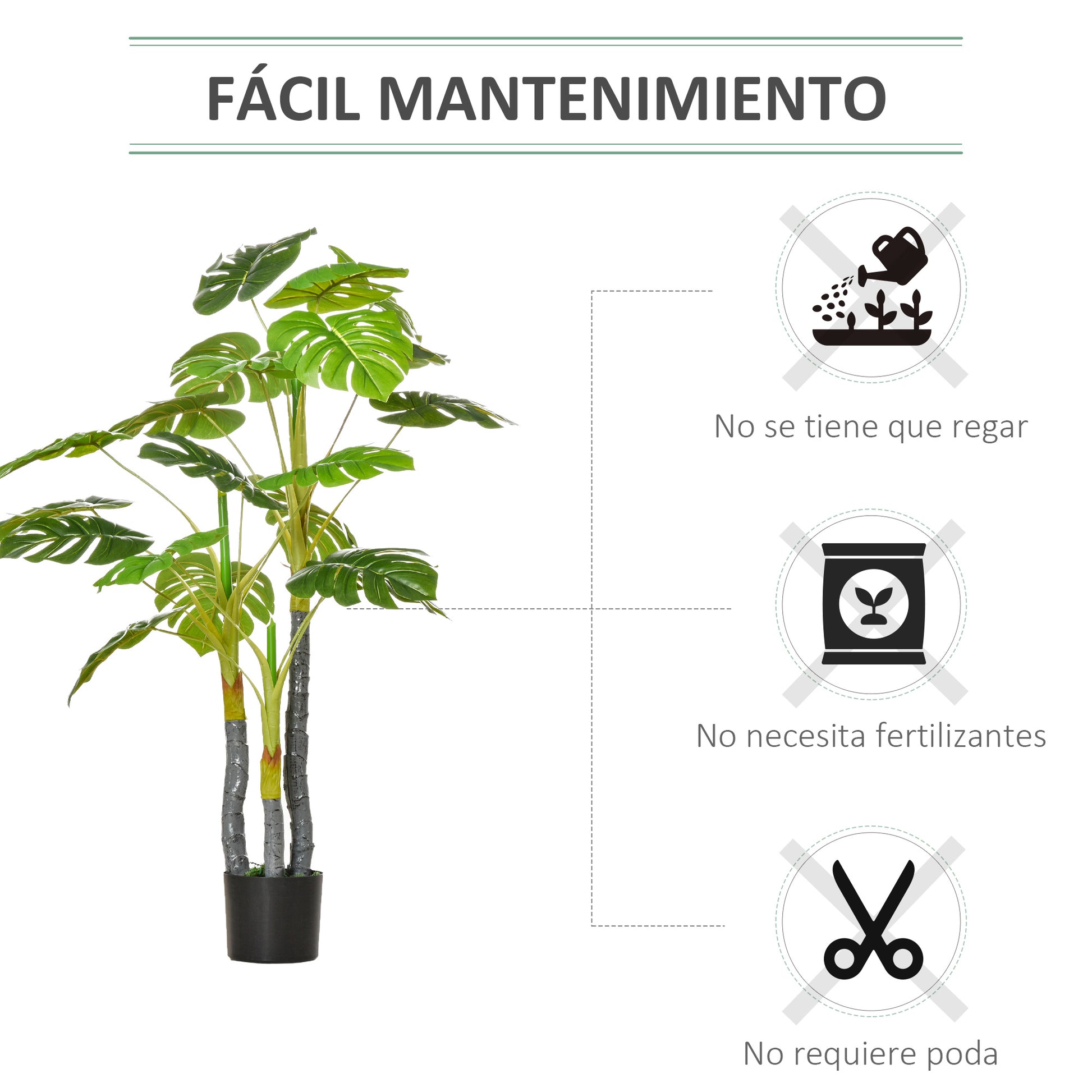 Artificial Plant 120 cm Monstera Artificial Decorative Tree with 20 Leaves for Home Living Room Bedroom Green