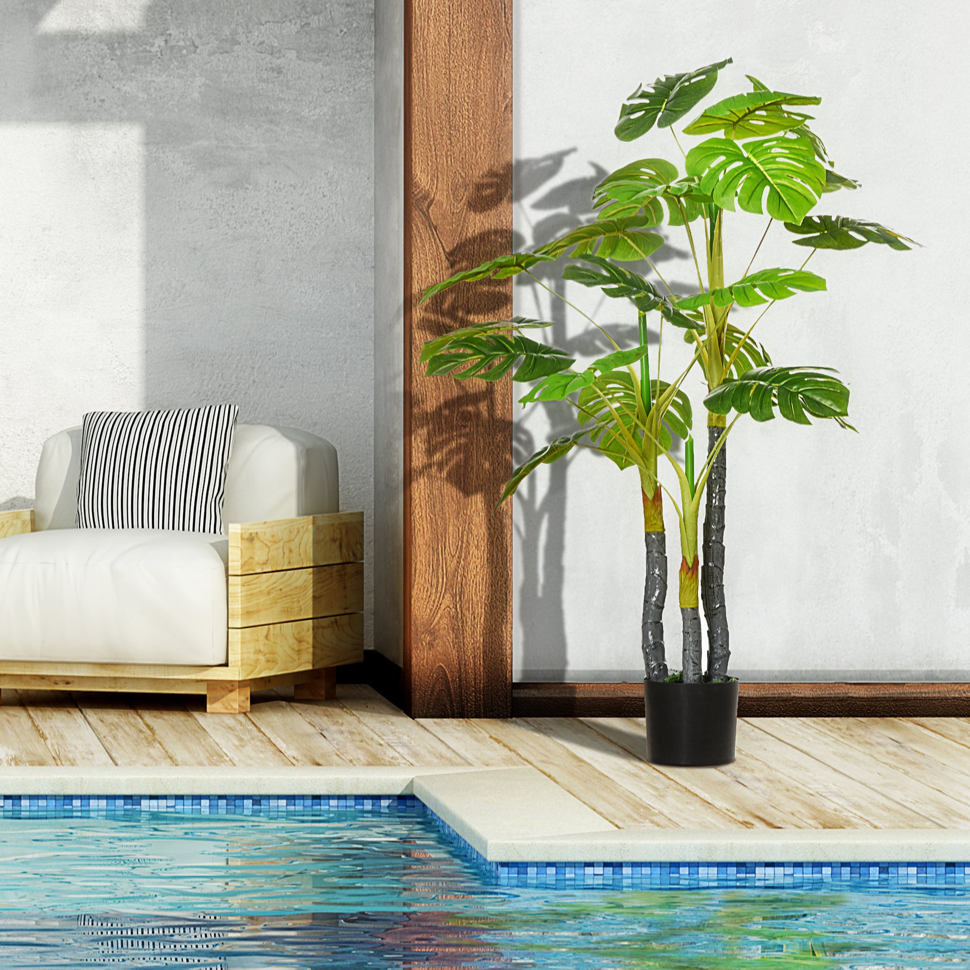 Artificial Plant 120 cm Monstera Artificial Decorative Tree with 20 Leaves for Home Living Room Bedroom Green