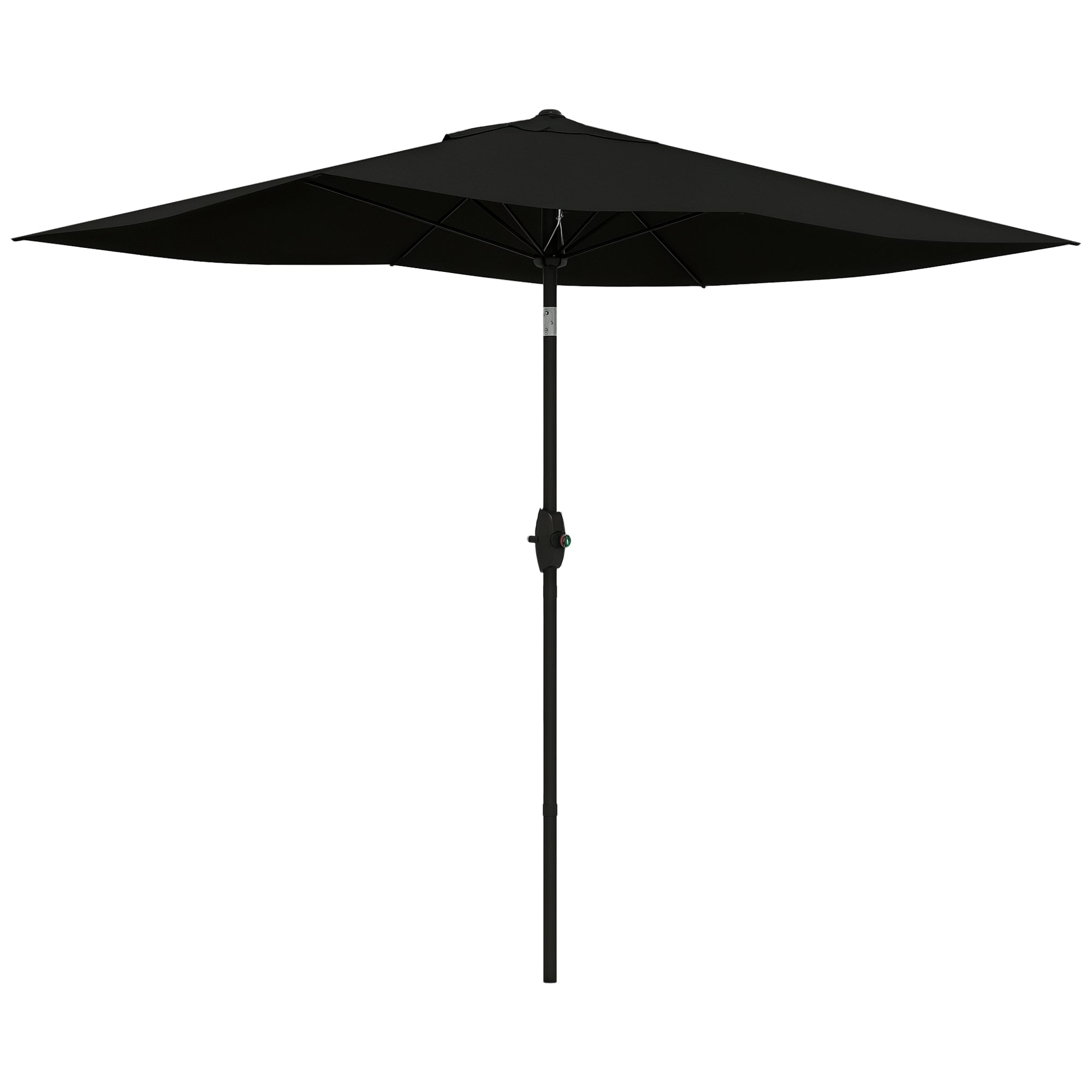 Garden Parasol Straight Rectangular Tilted Parasol 2 x 3m with Crank High Density Waterproof Polyester Canvas 180g/m² Black